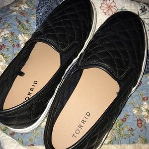 Black Faux Leather Quilted Sneakers